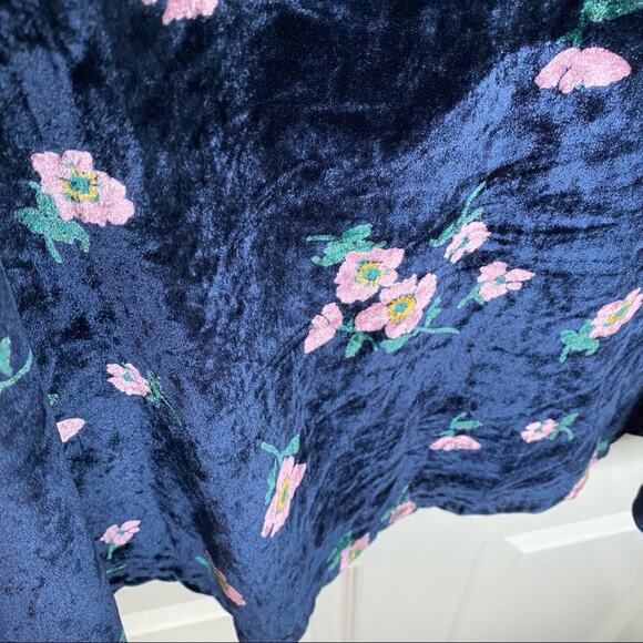 FREE PEOPLE Womens Be My Baby Navy Blue Velvet Mini Button Back Dress Size 2/XS - Picture 11 of 15